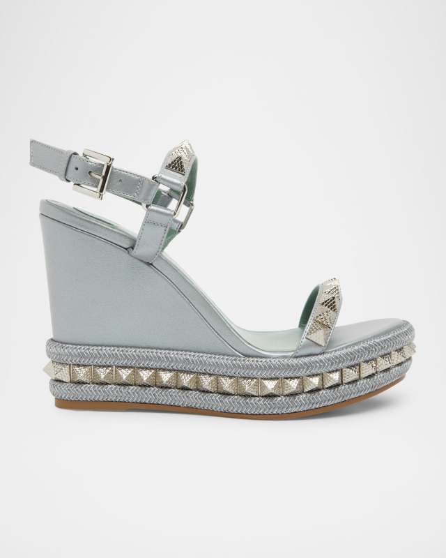 Pyraclou Metallic Spike Red Sole Wedge Sandals
